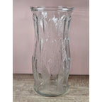 Vintage Brody Clear Glass Vase 9.5 Inch Mid Century Feather Leaf Design
