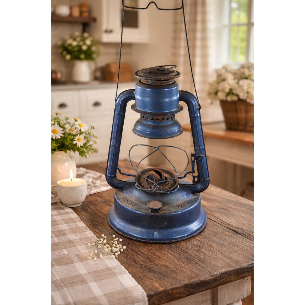 Vintage Dietz No 1 Blizzard Blue Lantern Made in Hong Kong 13.5"
