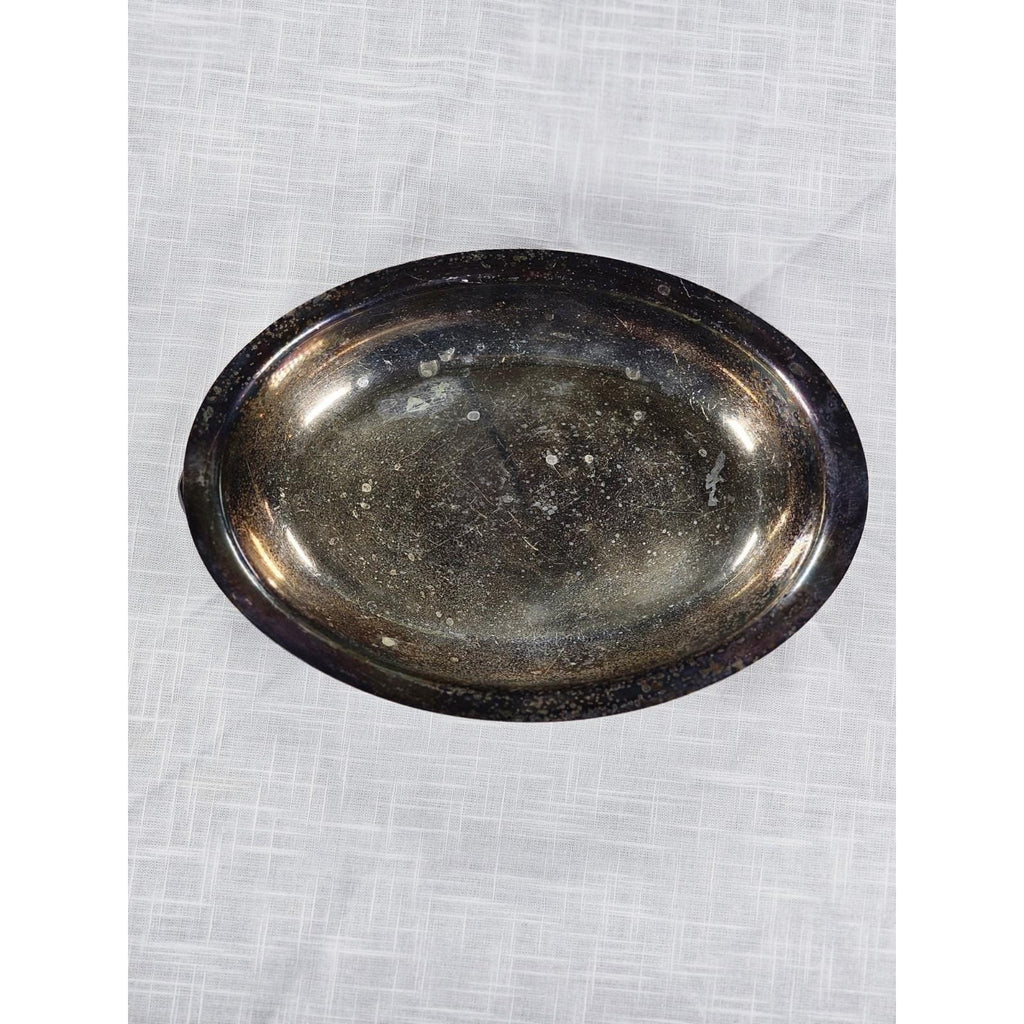 Vintage Silver Plate Oval Serving Dish 10" With Handles