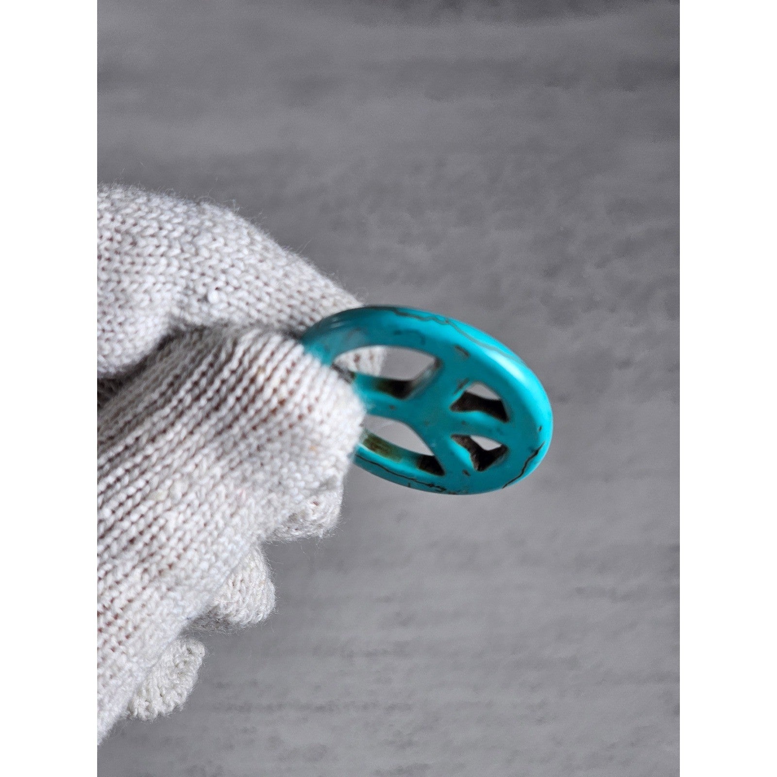 Vintage Turquoise Peace Sign Dangle Earrings Boho Hippie Style