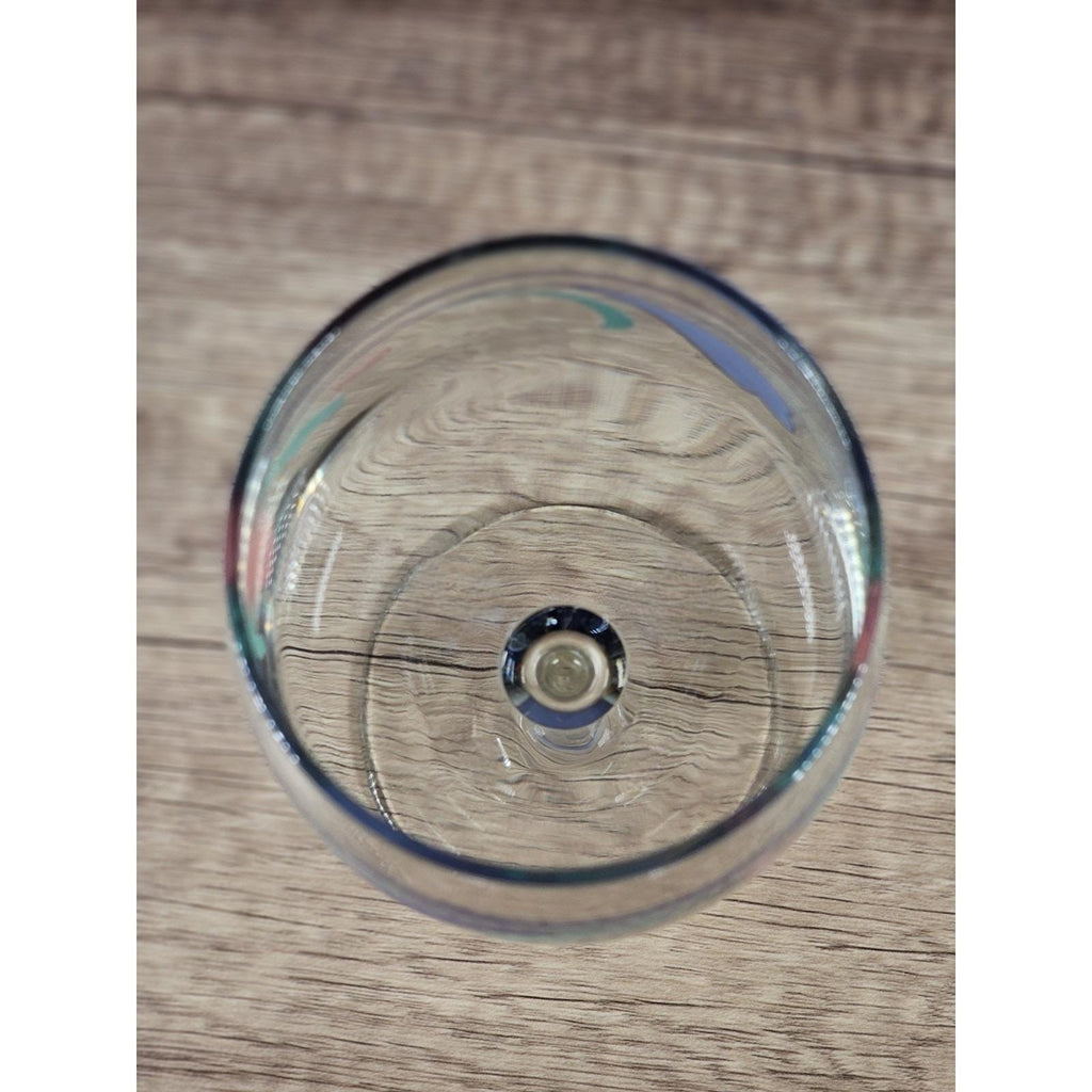 Lenox Floral Wine Goblet Poppy Blue Glass 10 oz Stemware