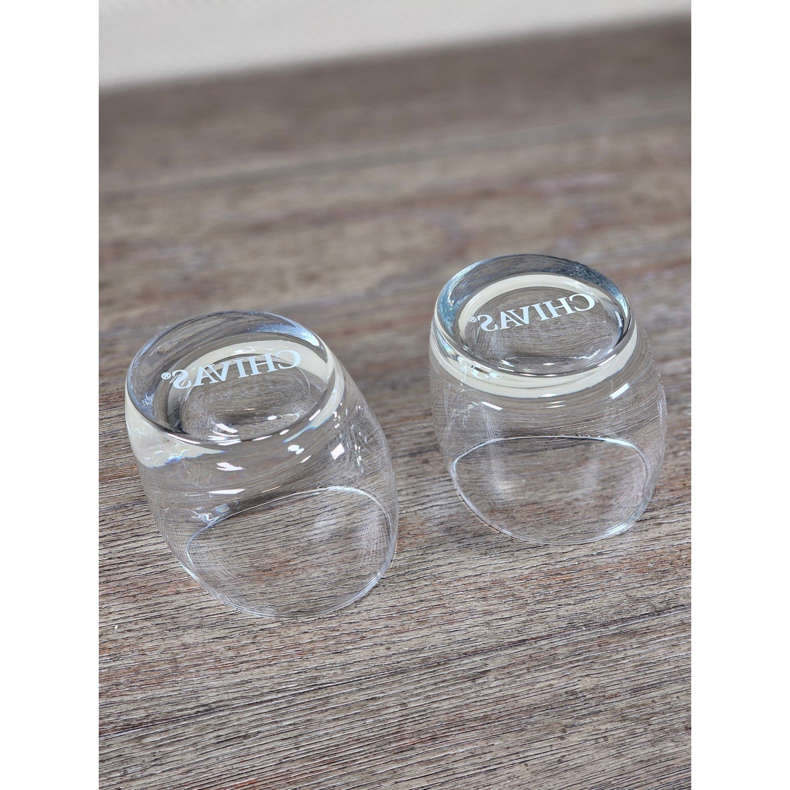 Set of 2 Chivas Etched Rocks Glasses 3.5 x 3 Inch Whisky Tumblers