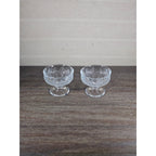 Vintage Pressed Glass Dessert Cups Set of 2 Leaf and Flower Footed Bowls