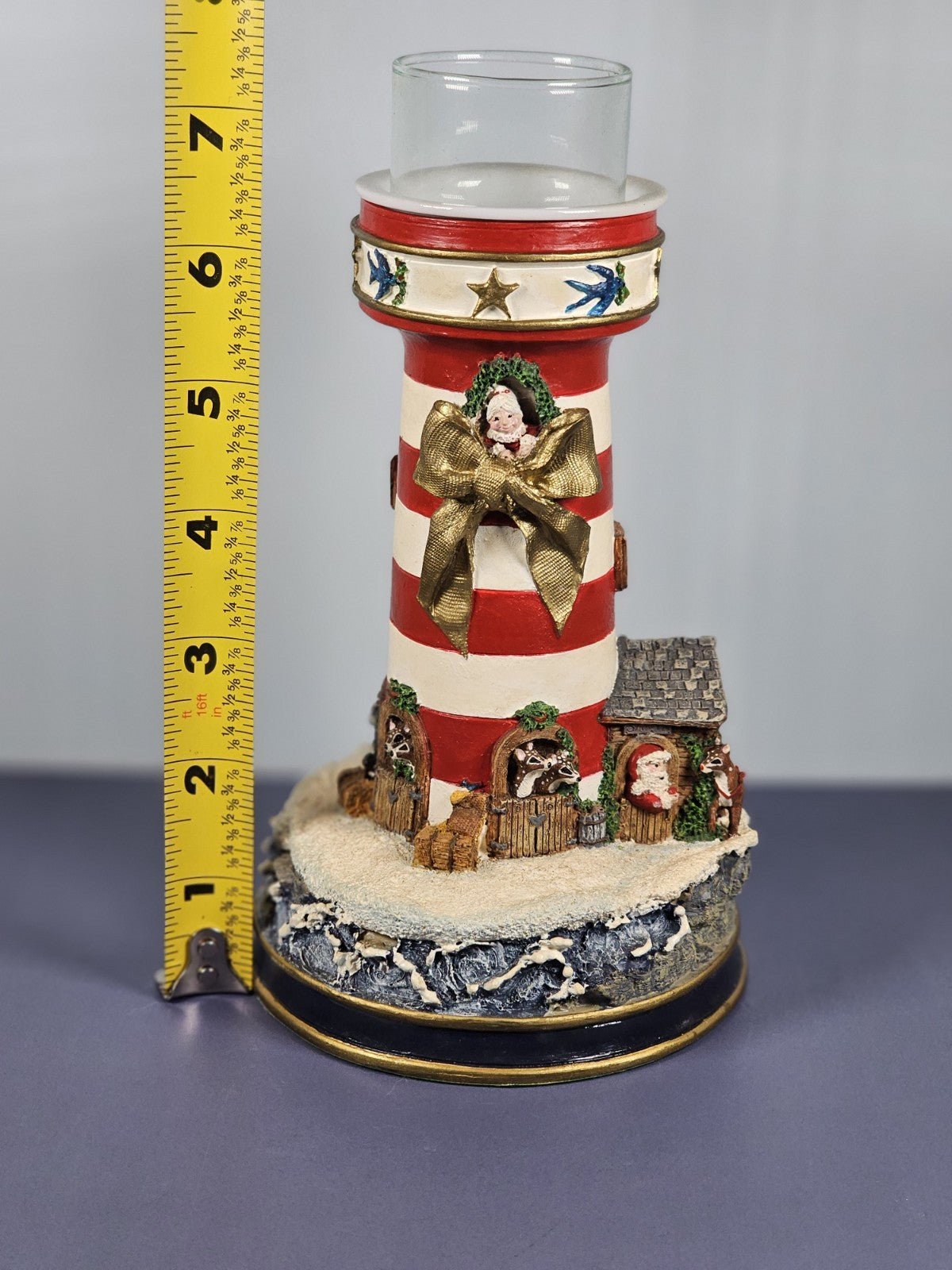VTG Danbury Mint “Night Before Christmas” Lighthouse Candle Holder Nautical