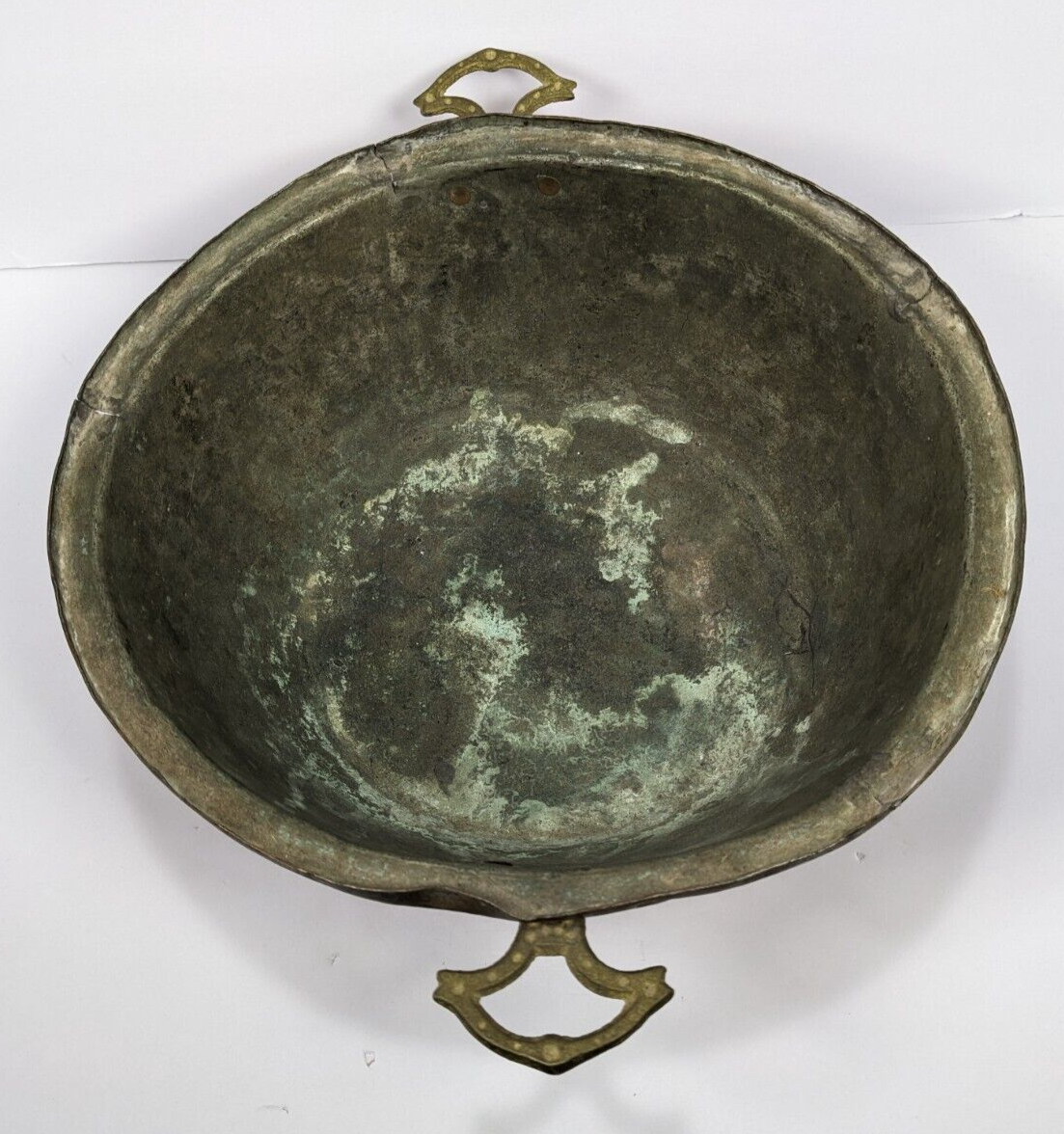 Vintage Copper Plated Pot With Cast Brass Handles