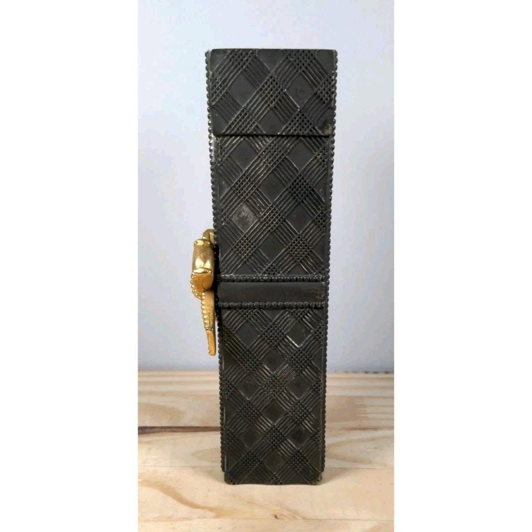 Vintage Godinger Silver Plated Bud Vase with Gold Bow 1991 Black Metal Decor