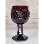Vintage Avon Cape Cod Ruby Red Wine Goblet Victorian Pressed Glass