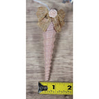 Vintage Pink Shell Christmas Ornament Gold Bow Rose 4 Inch