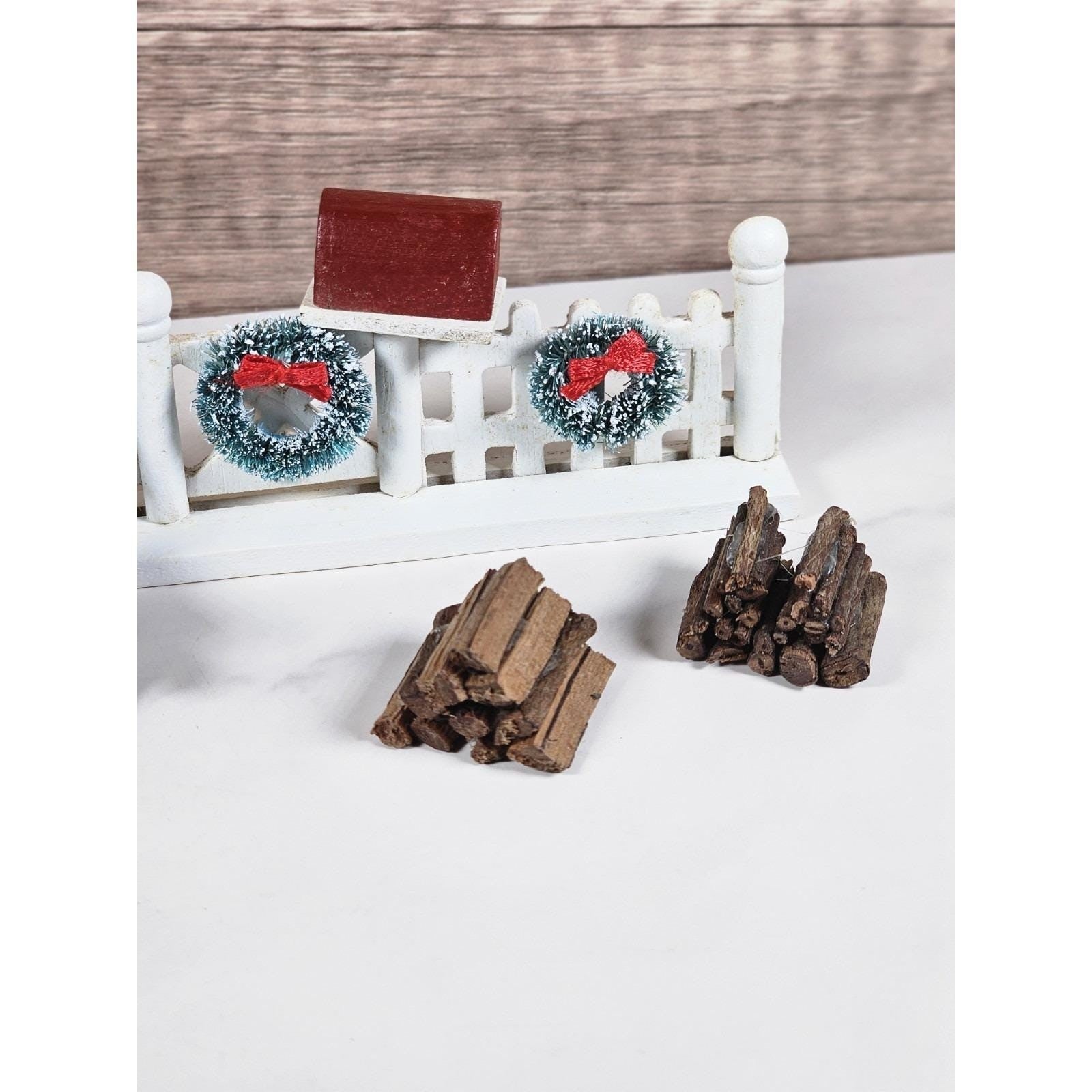 Vintage Lemax Christmas Village Accessories Fence Bench Firewood Set