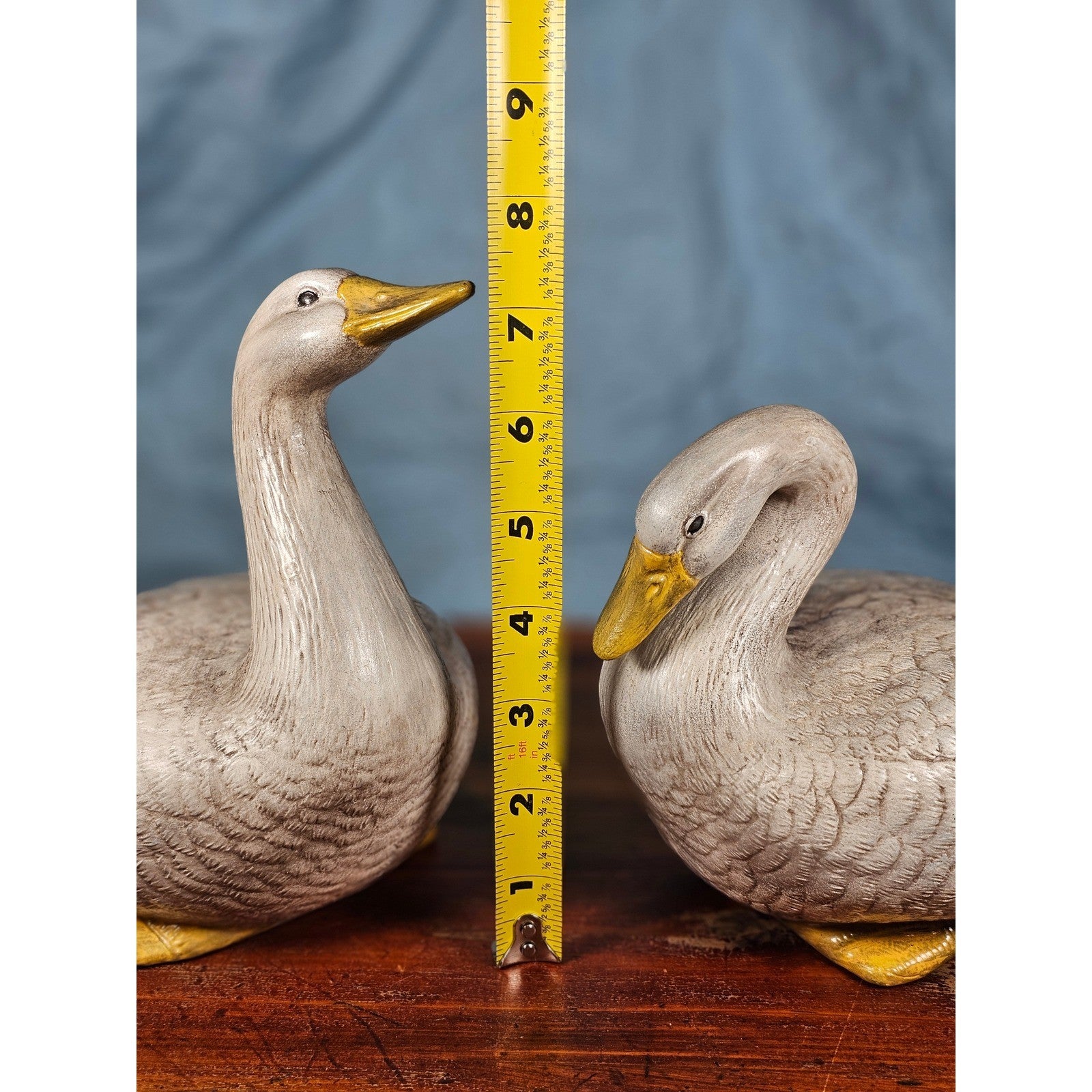 Vintage Pair Ceramic Duck Figurines Mallard Style Farmhouse Decor