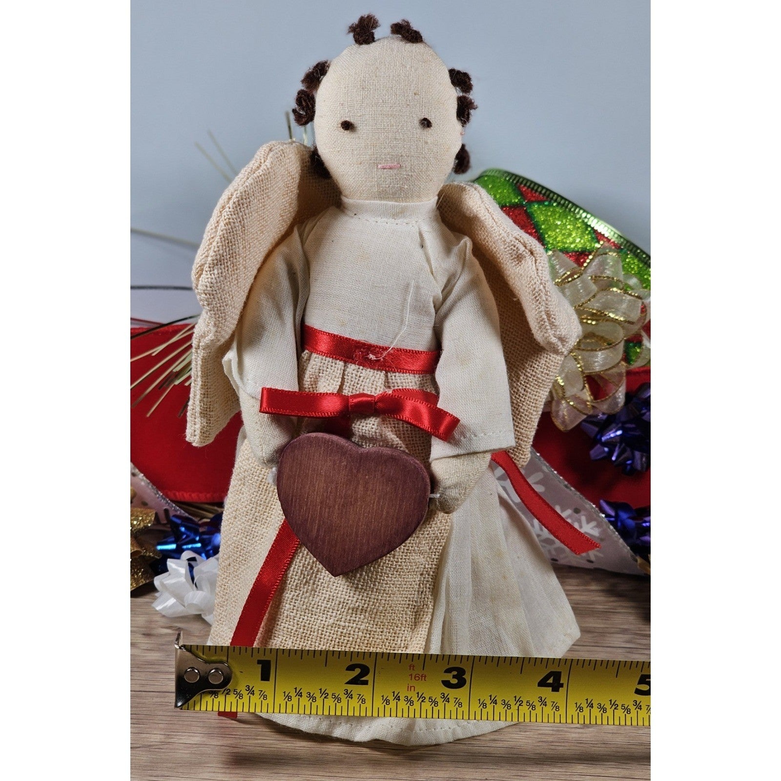 Vintage 1980s Angel Figurines Set of 2 Fabric Face Angels 7.5"