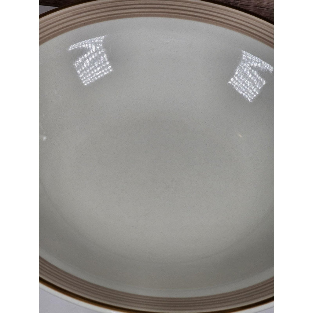 Vintage International Stoneware Serving Bowl Cream Gold Rings 9 Inch