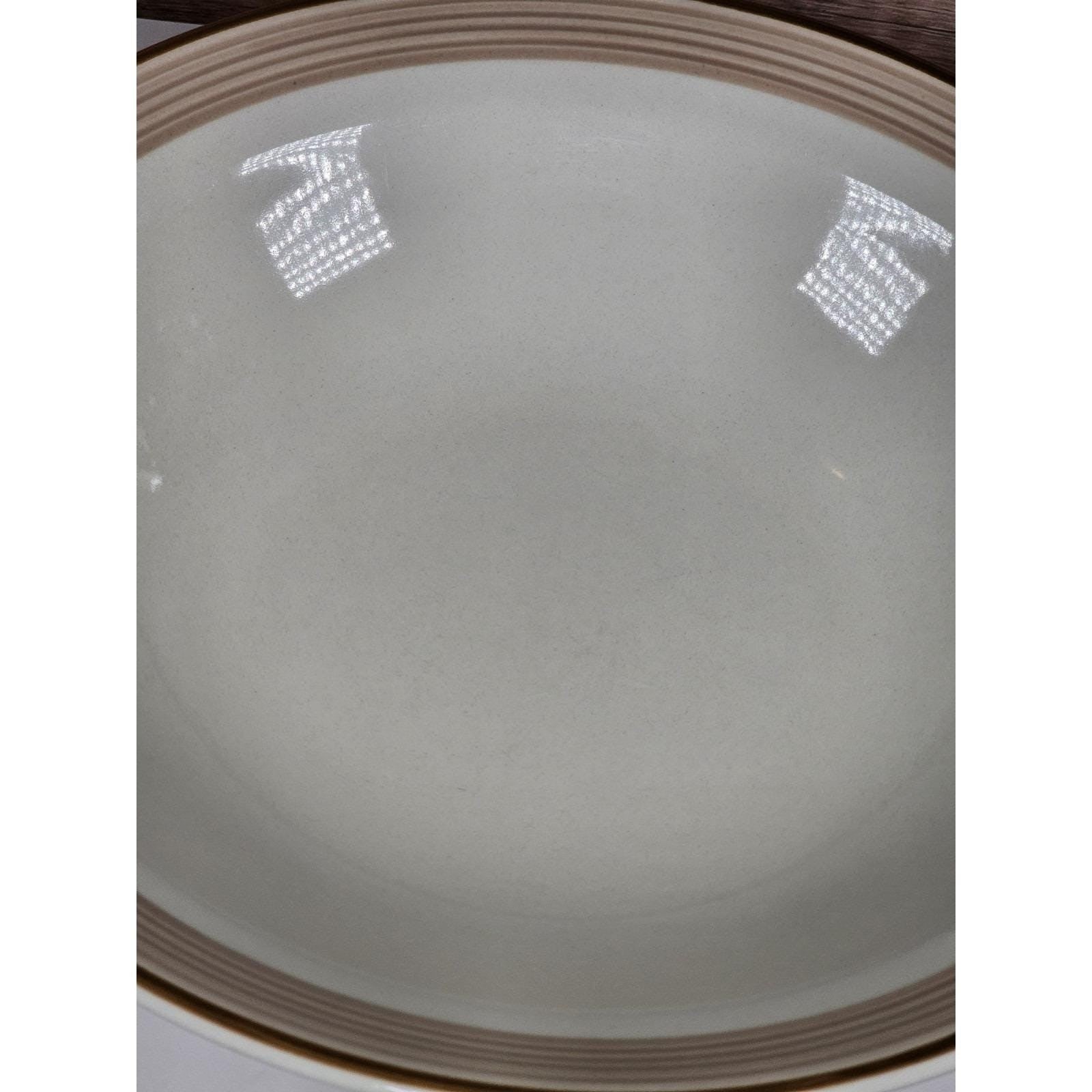Vintage International Stoneware Serving Bowl Cream Gold Rings 9 Inch