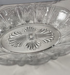 Vintage Clear Glass Paneled Sunflower-Pattern Oblong Bowl 9″