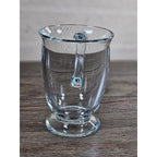 Vintage Clear Glass Pedestal Mug with Handle | Footed Coffee Cup