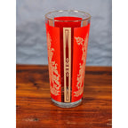 Vintage Culver Thai Goddess Highball Glass | Red & 22K Gold Barware