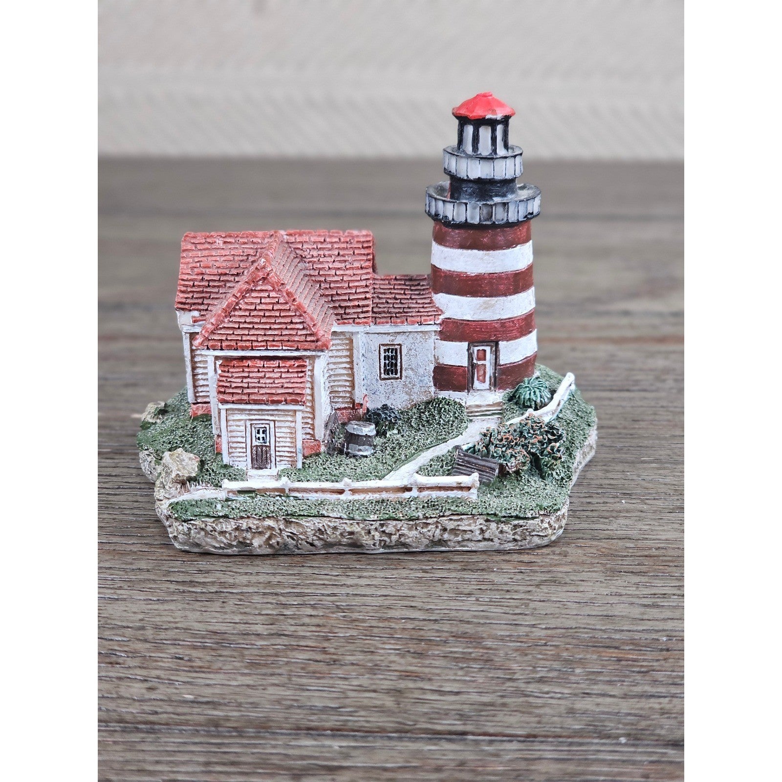 Vintage West Quoddy Head Lighthouse Mini Figurine Coastal Decor