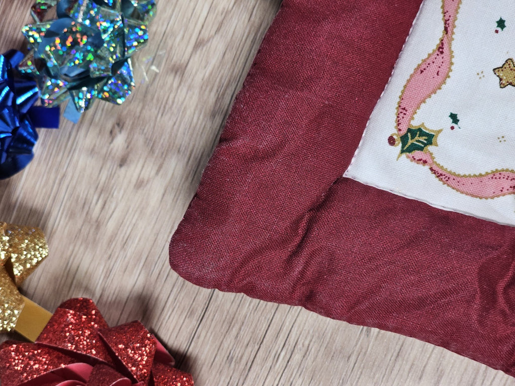 Handmade Quilted Bear Stocking Hanging Christmas Ornament