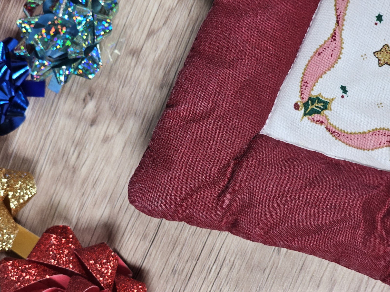 Handmade Quilted Bear Stocking Hanging Christmas Ornament