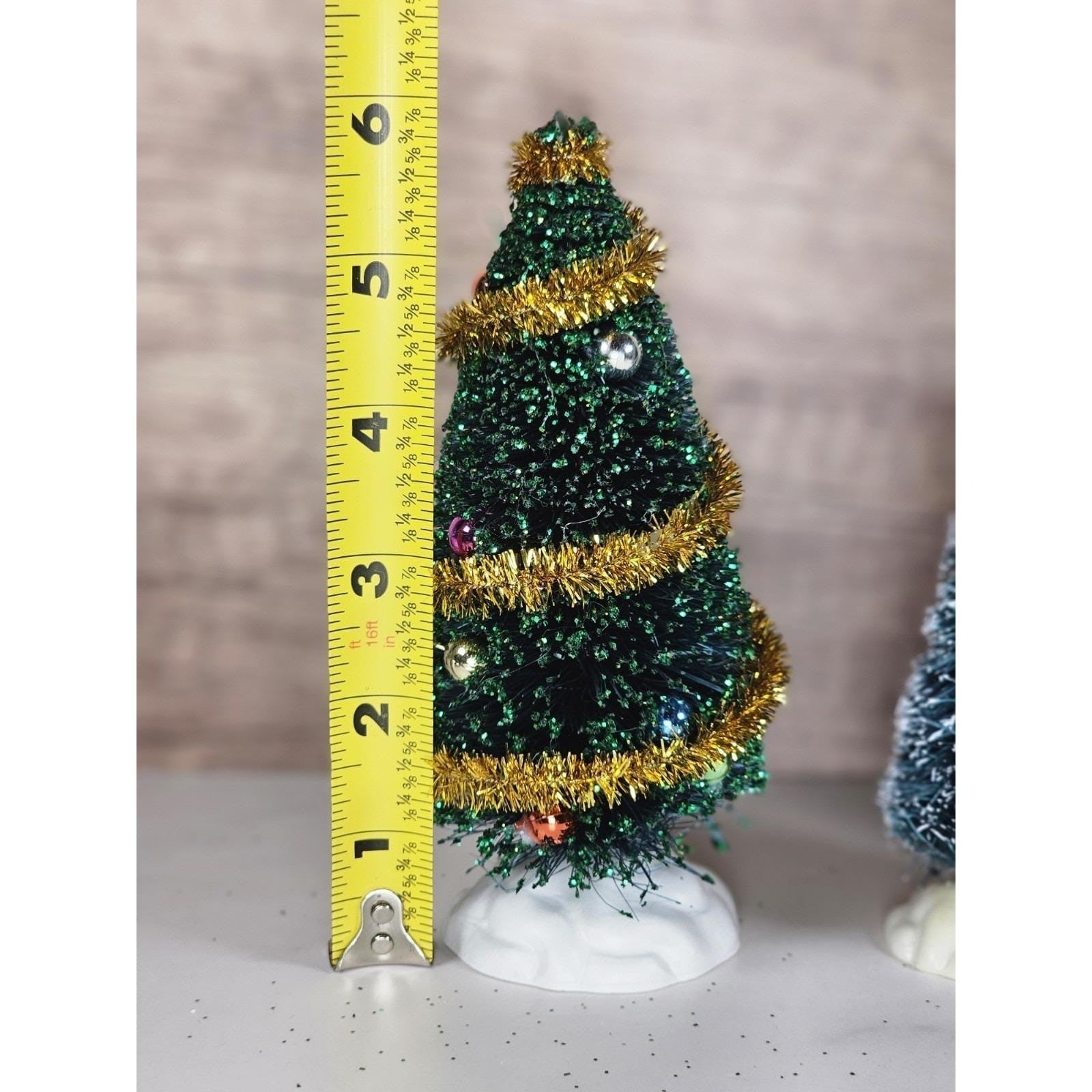 Vintage Lemax Christmas Village Trees Set of 3 Flocked Snowy Trees