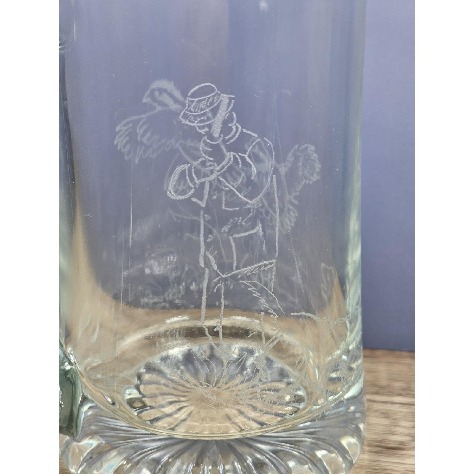 CC Shoaf 1995 Etched Beer Mug Hunter Ducks Signed Glass