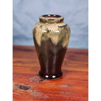 Small Drip Glaze Ceramic Vase Earth Tones Decorative Accent Piece