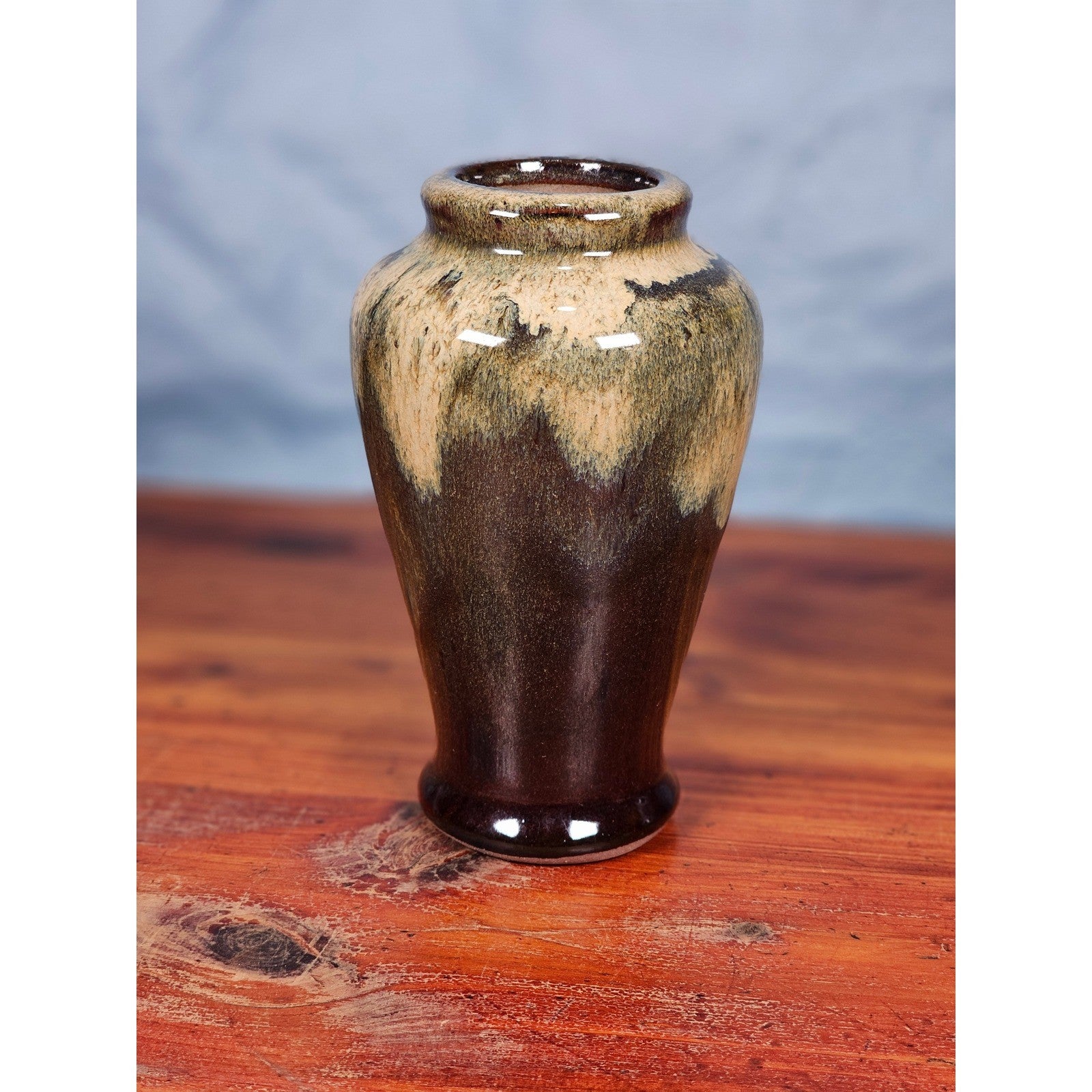 Small Drip Glaze Ceramic Vase Earth Tones Decorative Accent Piece