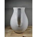 White Crackle Ceramic Pitcher Rustic Farmhouse Decor 10 Inch