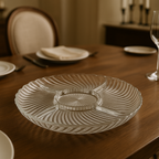 Crystal Clear Studios 11 1/4" Ashford Platter – Swirl Pattern Clear Glass