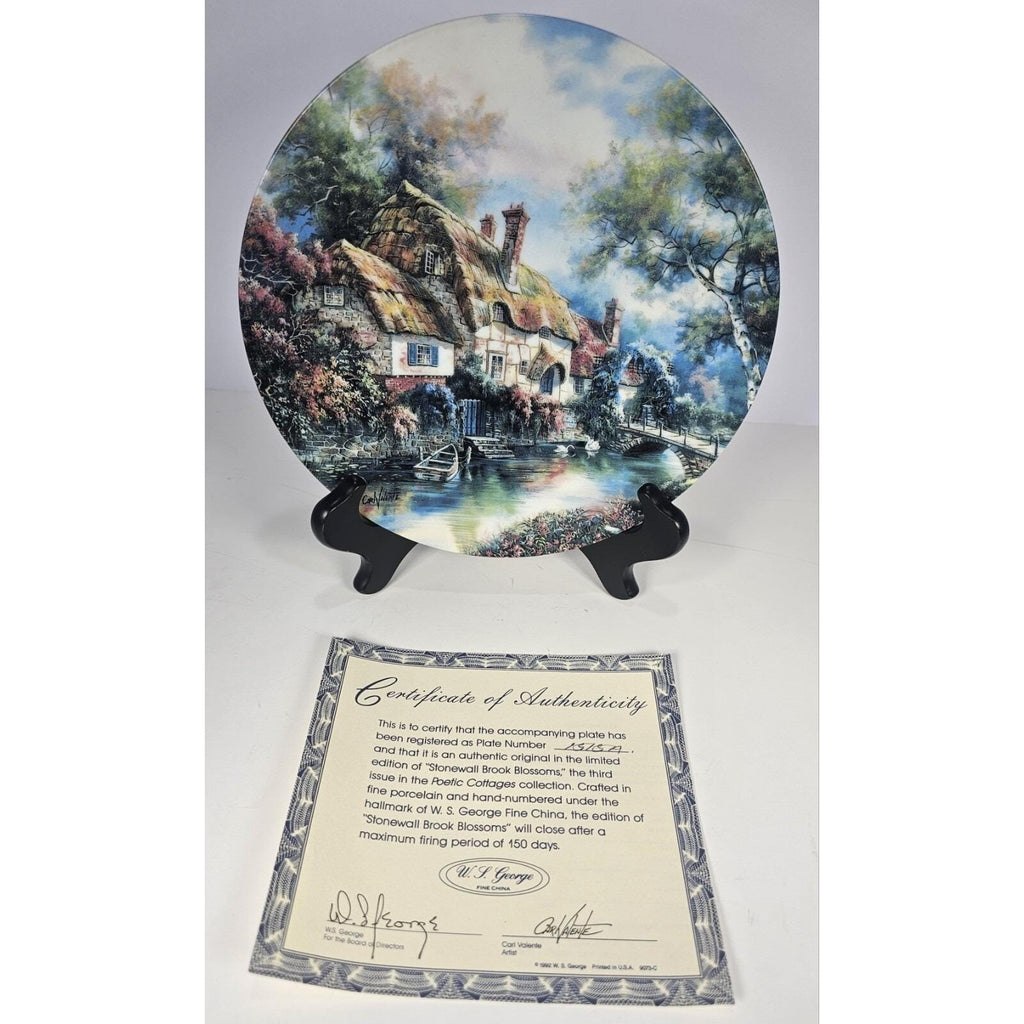 Carl Valente Stonewall Brook Blossoms Plate Poetic Cottages