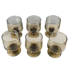 Mid Century Smokey Glass Goblets Set of 6 Vintage Footed Wine Glasses