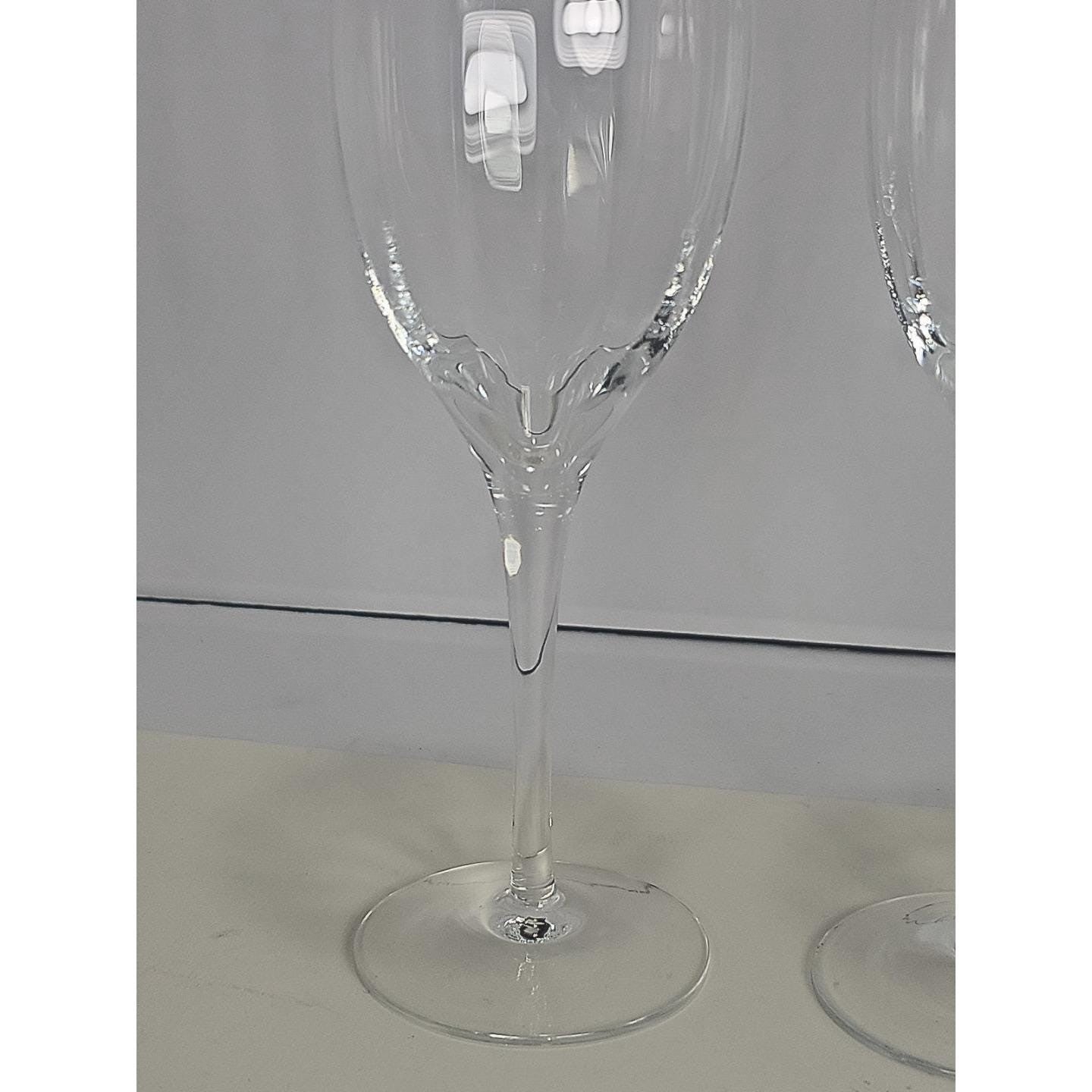 Set of 2 Vintage Ribbed Crystal Fantasy Water Glasses Optic Goblets