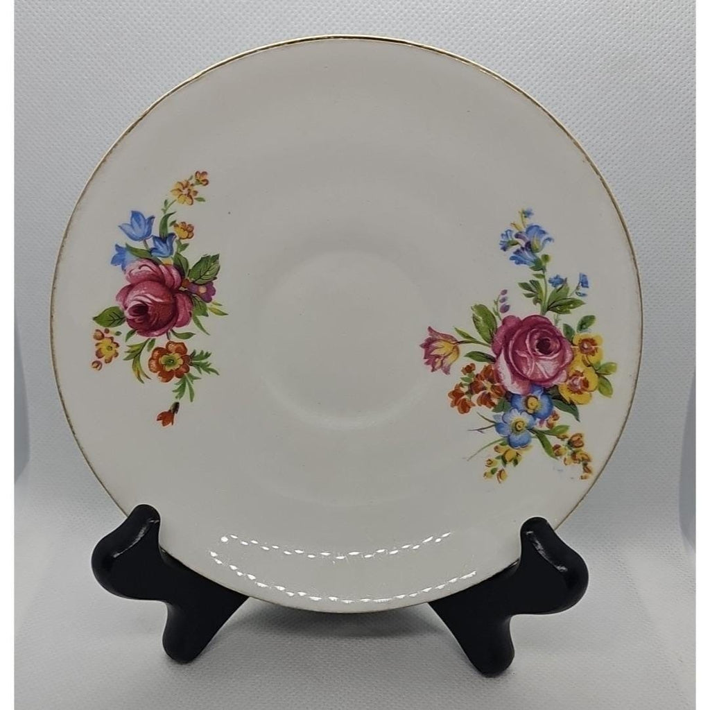 Vintage Clare Bone China Saucer Floral Gold Rim England 5.5