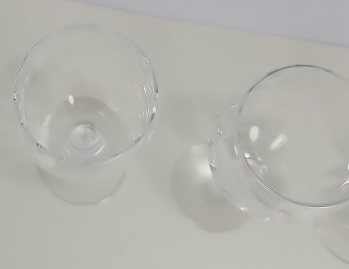 Set of 3 Crystal Fantasy Water Goblets Vintage Ribbed Optic Bowl Glasses