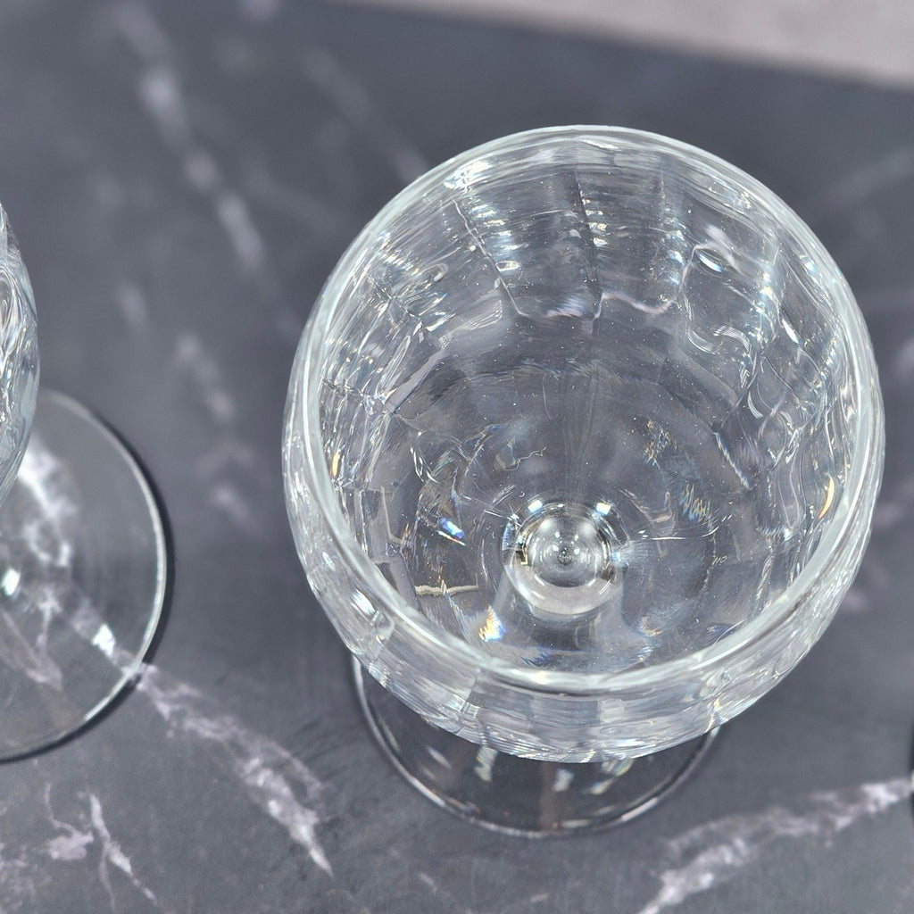 Vintage Crystal Fantasy Ribbed Water Goblets Set of 2 Glasses 7.5
