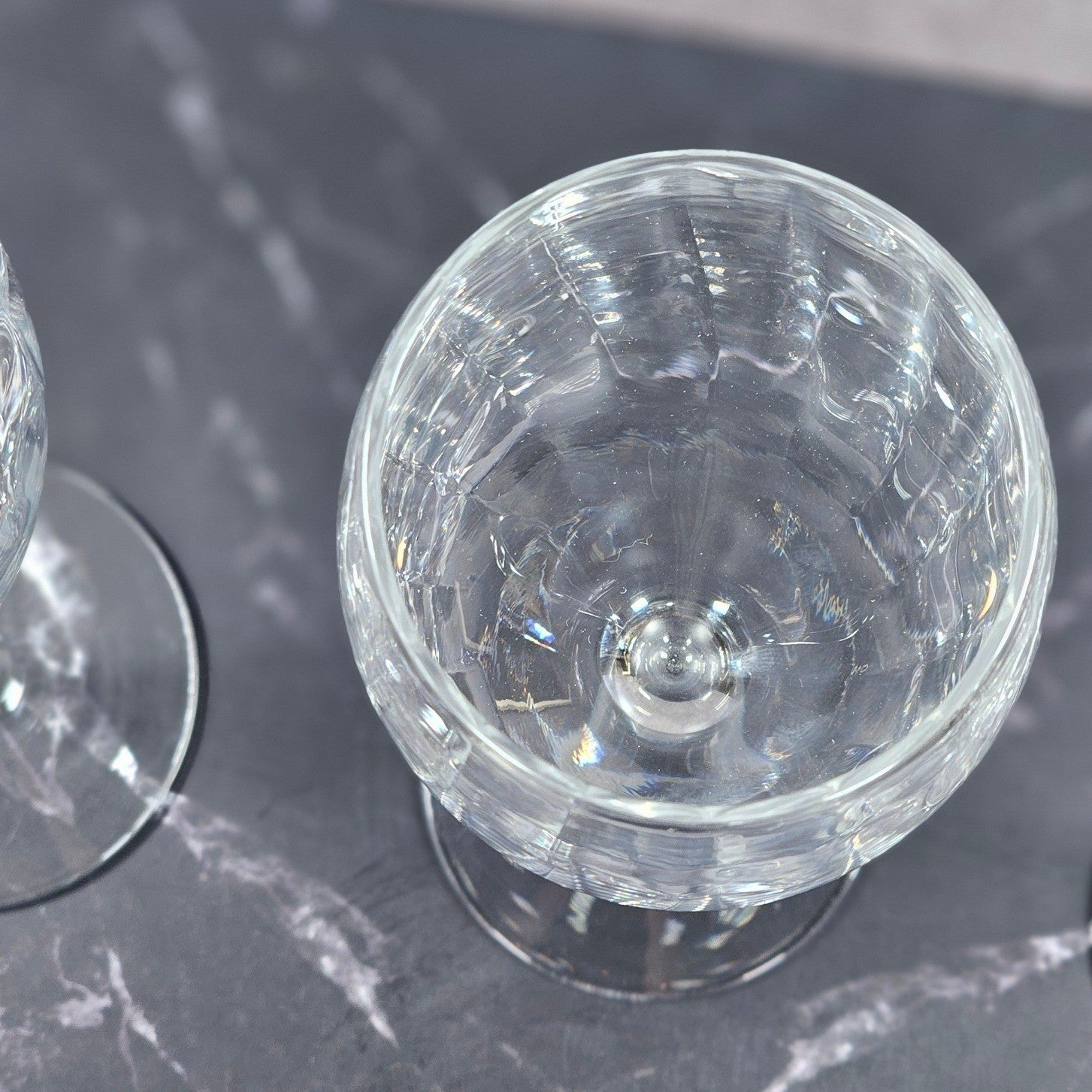 Vintage Crystal Fantasy Ribbed Water Goblets Set of 2 Glasses 7.5