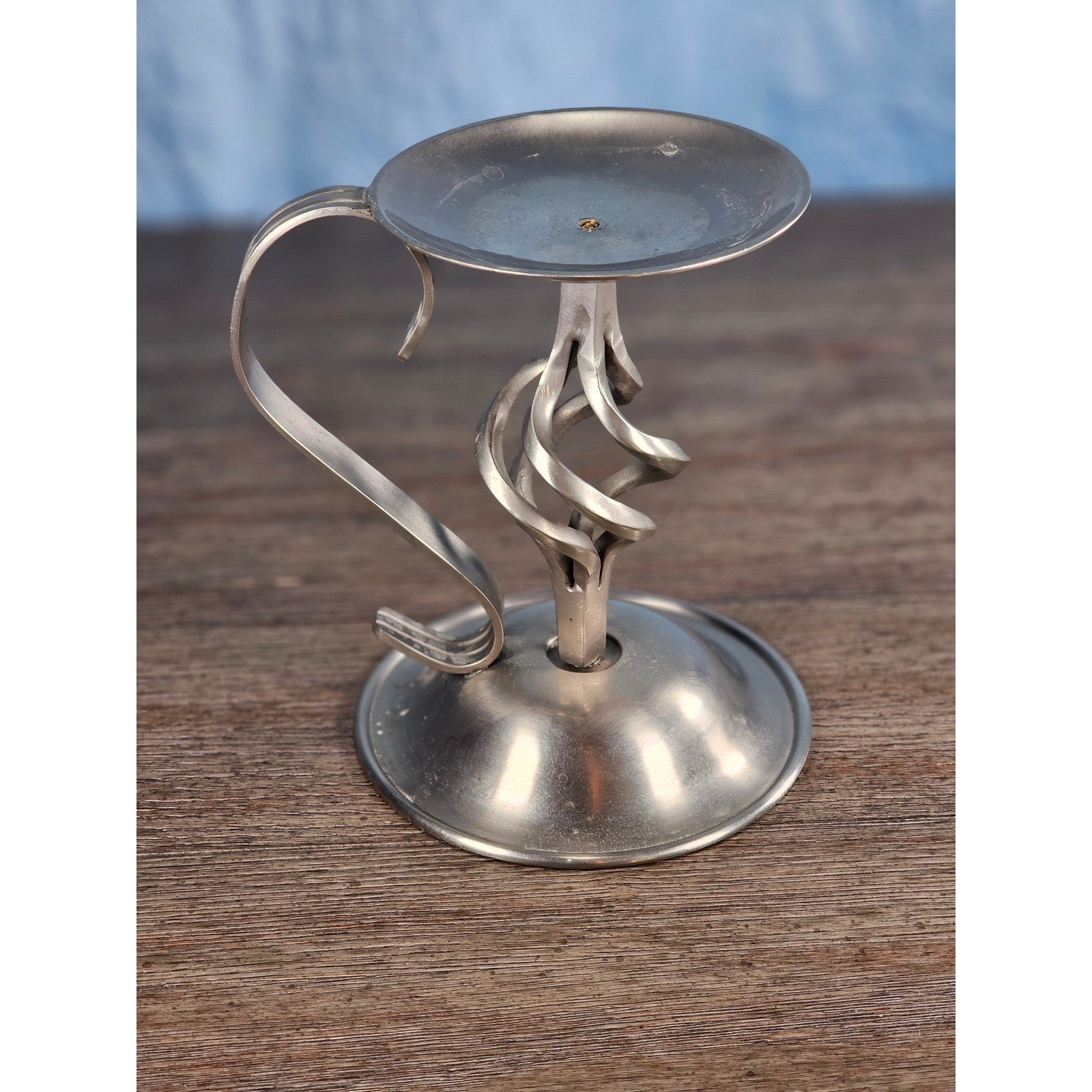Vintage Bradford Exchange Solid Brass Candle Holder Twisted Stem Design