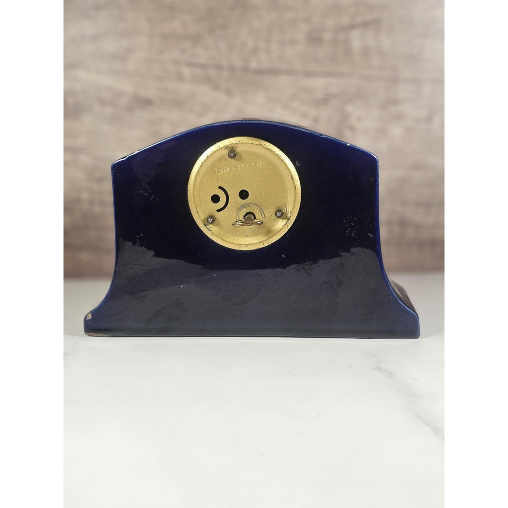 Mercedes Wind Up Clock Germany Blue Ceramic Mantel Clock