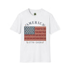America 250 Shirt 1776 2026 Patchwork Flag Floral Patriotic Tee
