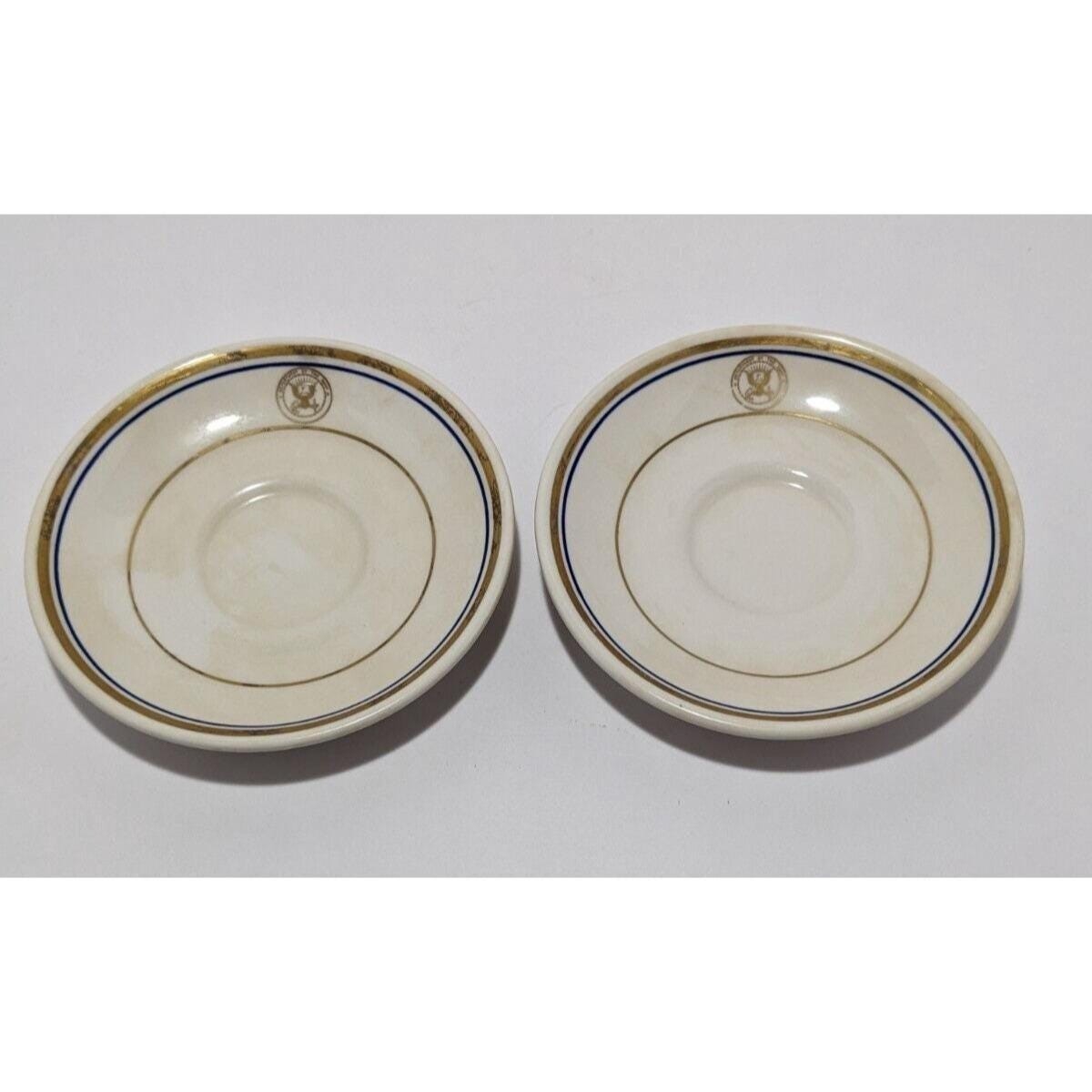 Homer Laughlin US Navy Saucer Plates Set of 2 Vintage USN China