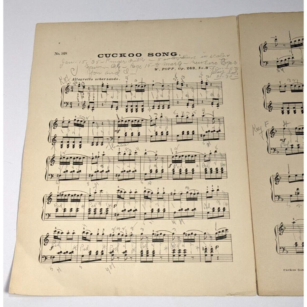 Cuckoo Song Sheet Music W Popp 1932 Vintage Piano Music