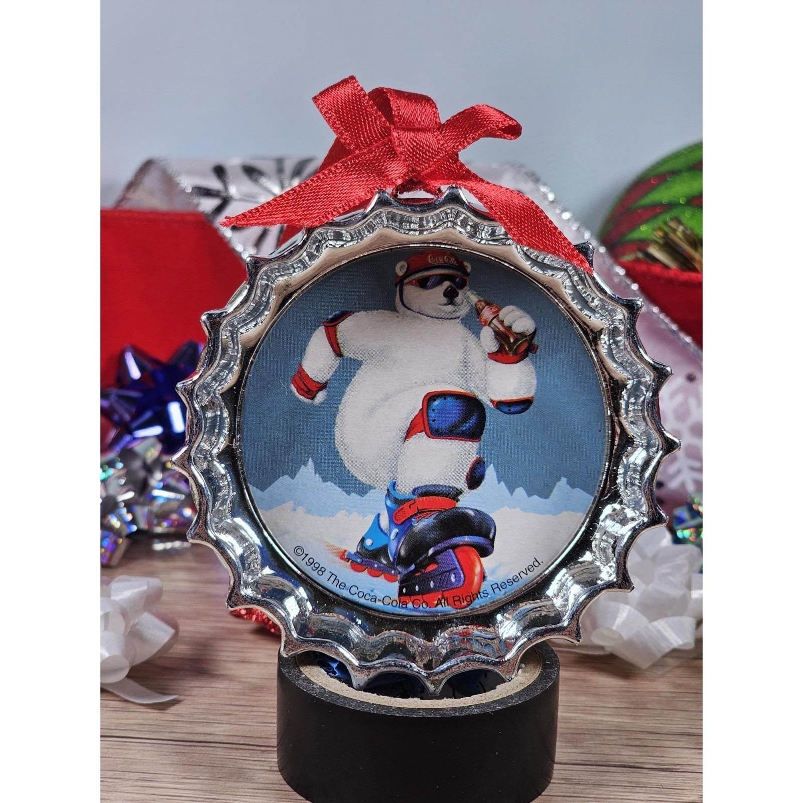 Coca-Cola 1998  Polar Bear Ornament Trim-A-Tree Metal