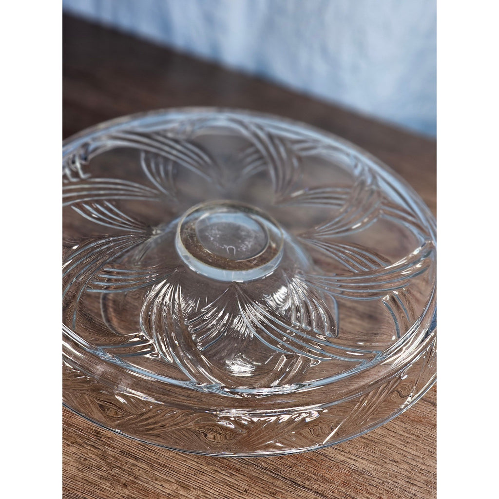 Vintage Pressed Glass Reversible Food Display Stand with Dip Bowl 11"