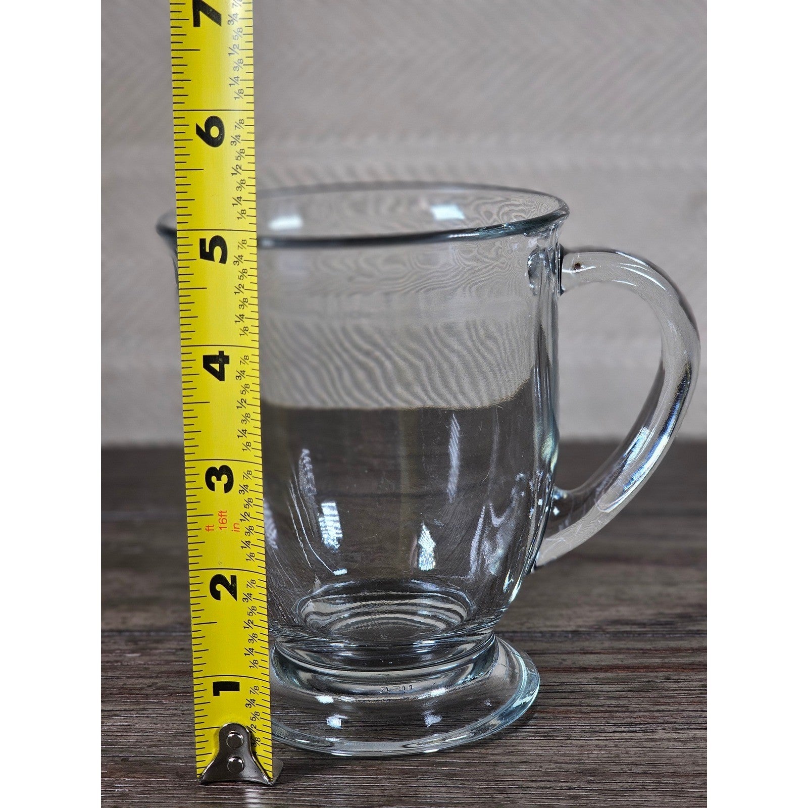 Vintage Anchor Clear Glass Footed Mug USA Made Coffee Tea Cup