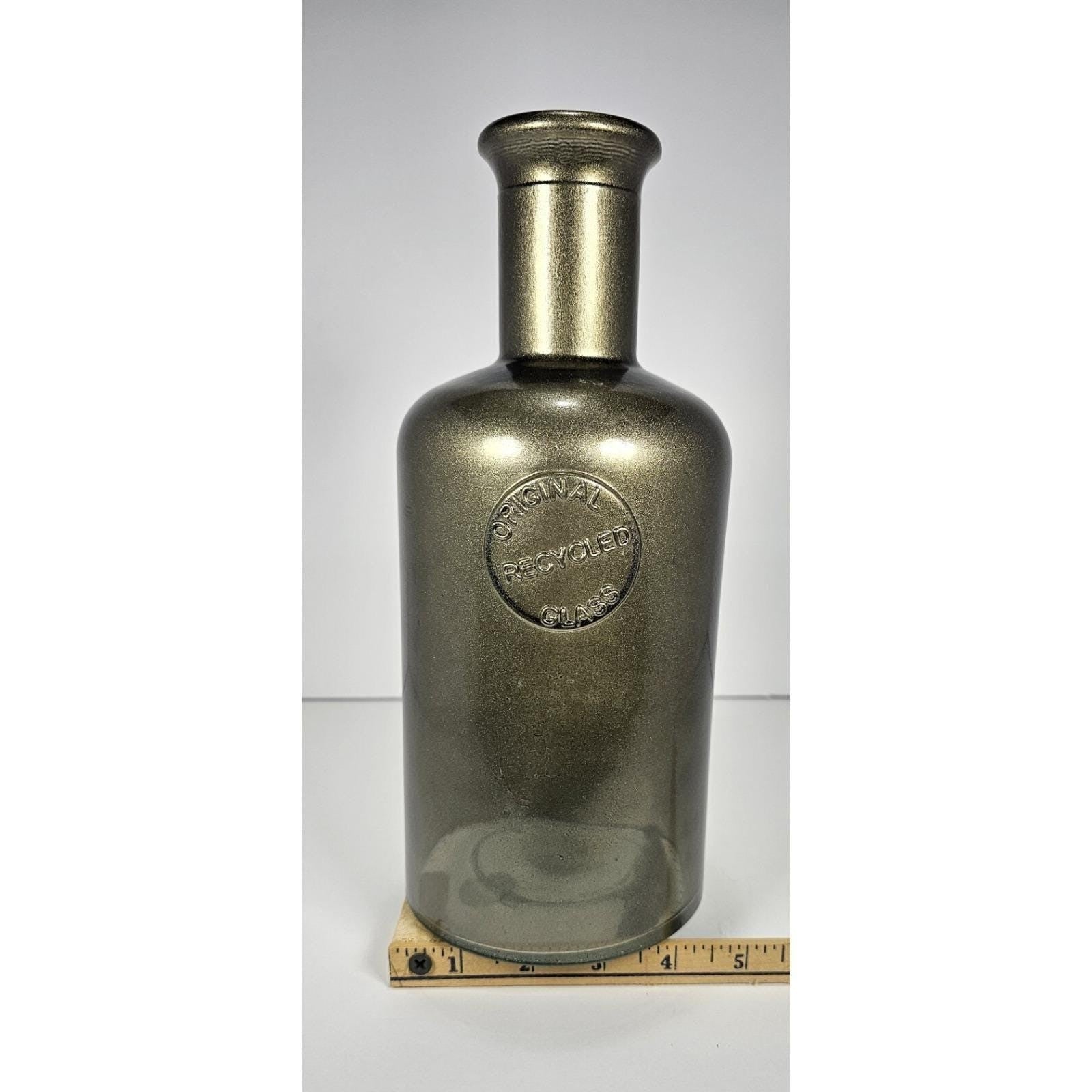 Vintage Recycled Glass Bottle Grey Spain Vase Decor