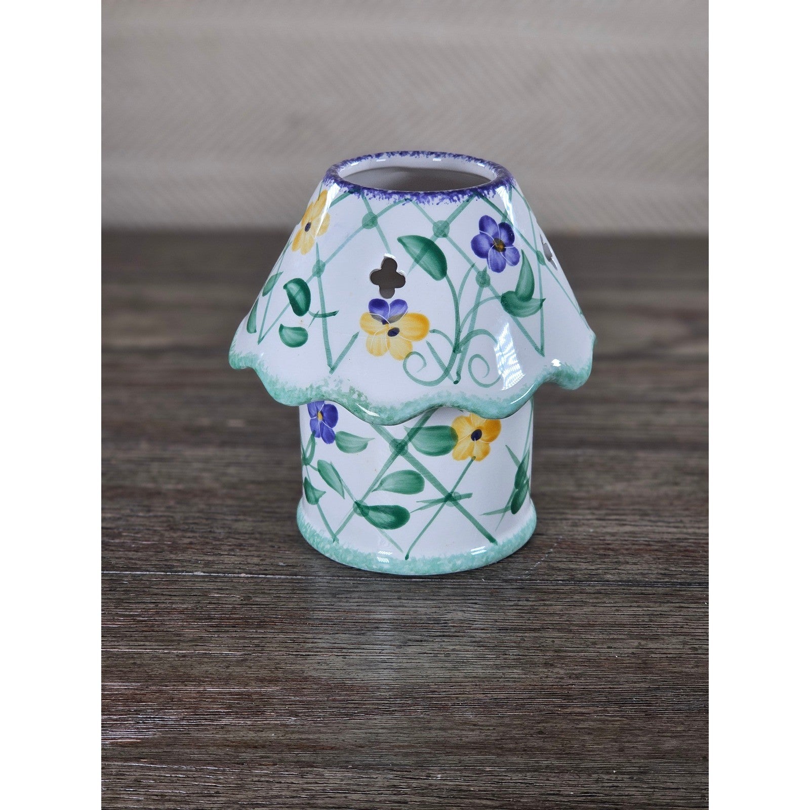 Vintage Young's Pansy Ceramic Candle Lamp 5" Tall Floral Decor