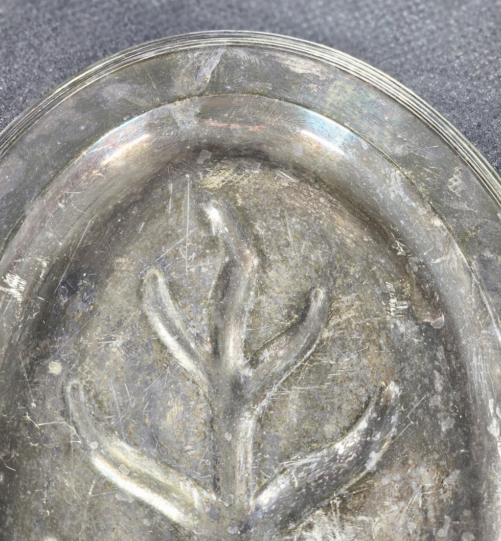 Vintage Silverplate Oval Well & Tree Meat Serving Platter Tray 15.5" x 11.5"
