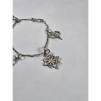 Vintage Silver Charm Bracelet Dolphin Clover Nautical Theme