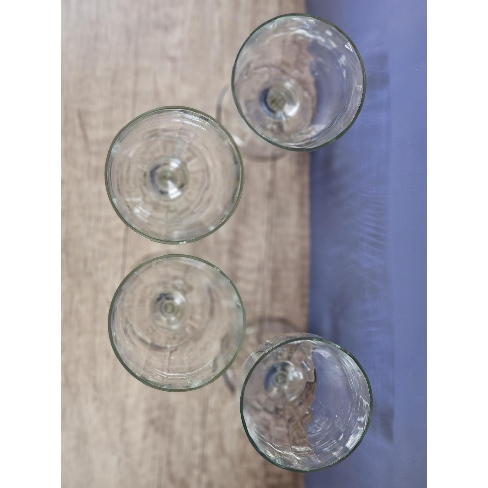 Set of 4 Vintage Crystal Water Goblets – Optic Pattern & Starburst Base