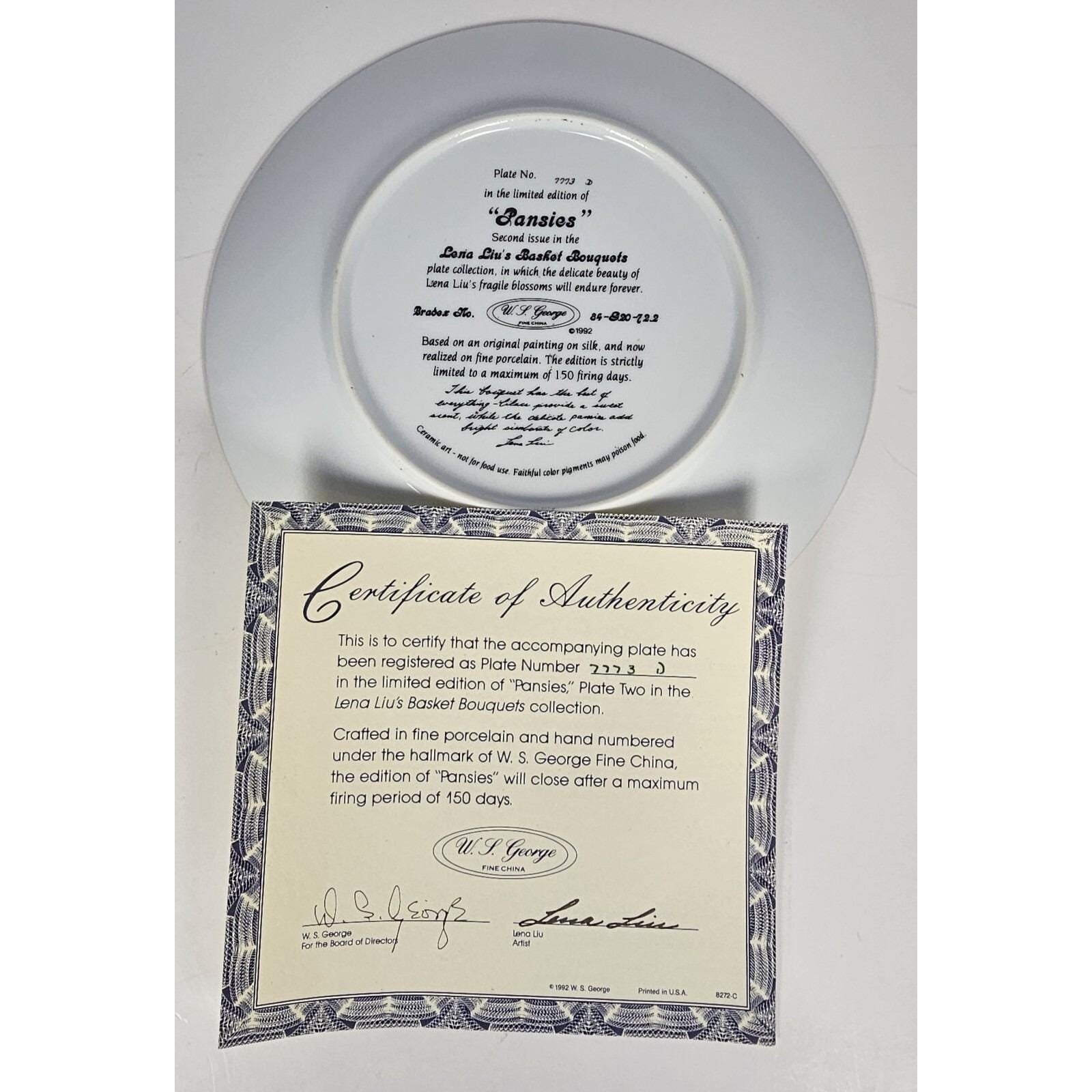 Lena Liu Collector Plate W L George Bradford Exchange China